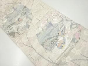 アンティーク　花鳥模様織出し袋帯（材料）